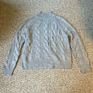 J Crew Womens Cable Knit Sweater Size S Gray Soft Alpaca Blend Preppy Coastal